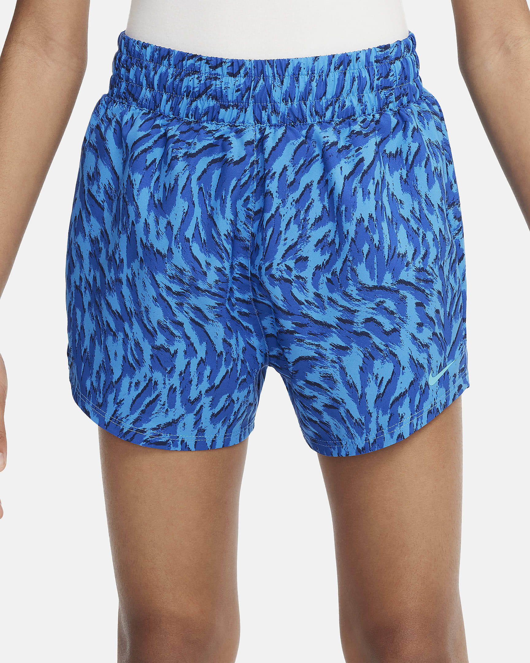 Nike Girls Woven High Waisted Shorts Apparel Nike Small Light Photo Blue/Game Royal/Dusty Cactus-435