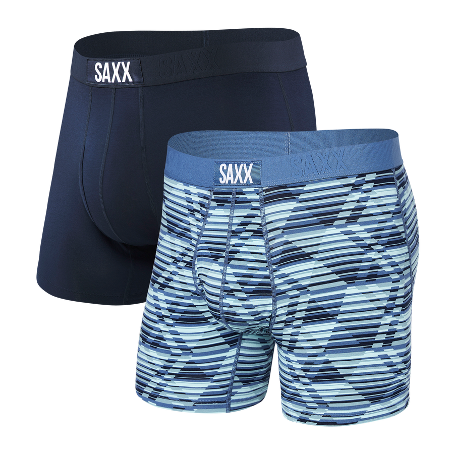 Saxx Mens Ultra Boxer Brief 2 Pack Apparel SAXX Dazed Argyle/Navy Small