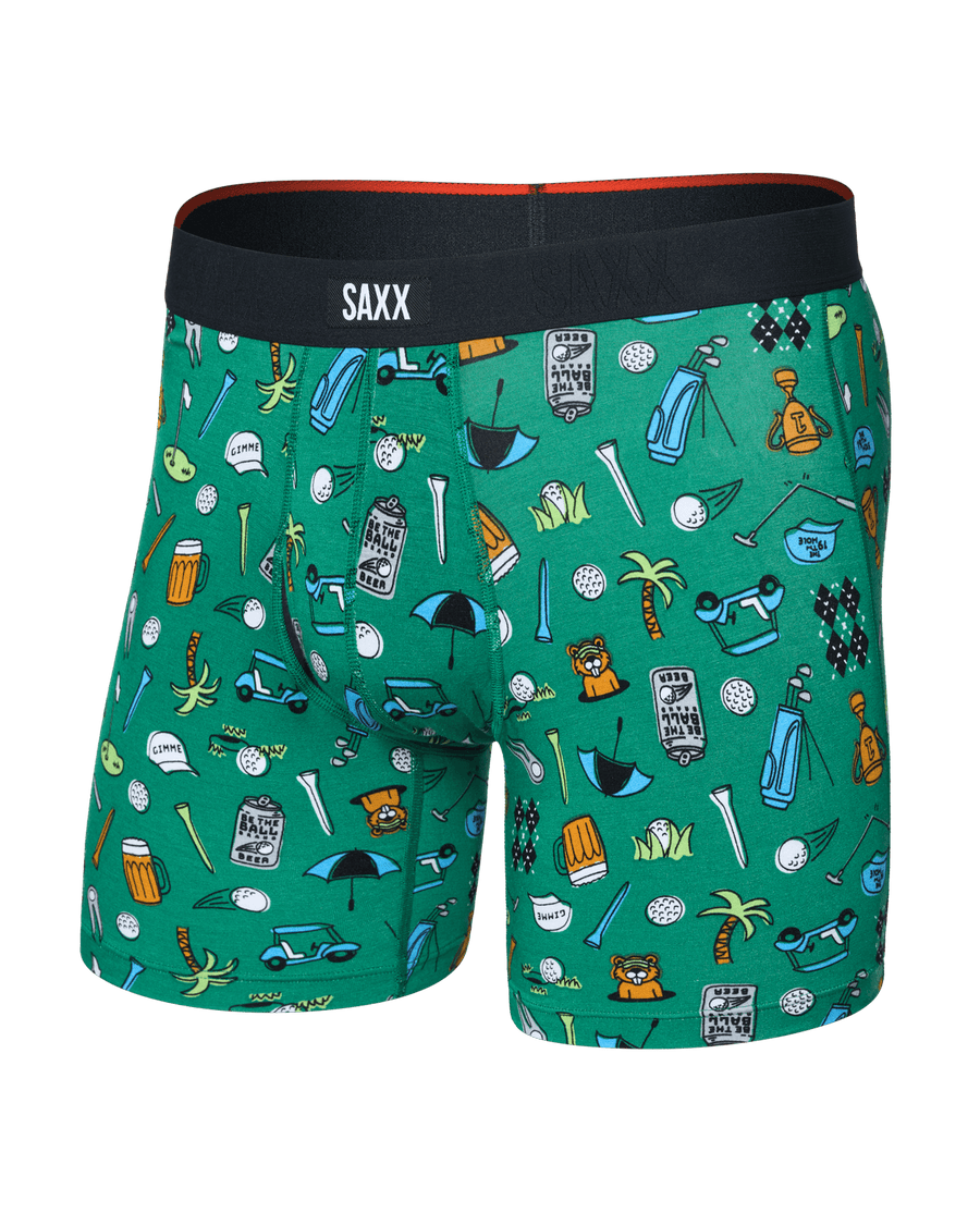Saxx Men's Vibe Xtra Soft Comfort Boxer Brief 6" Apparel SAXX Fairway Bits-Green Small