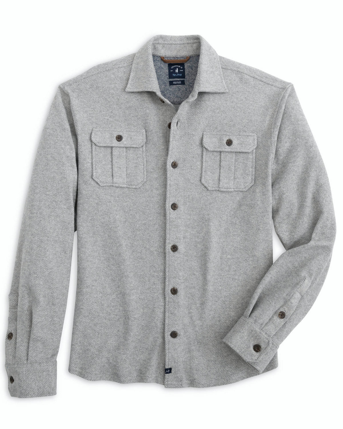 Johnnie-O Men's Carl Stretch Flannel Lodge Shirt Apparel Johnnie-O Light Gray Small
