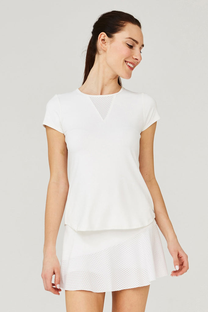 Lija Womens Elite Deep V Tee Apparel LIJA White XSmall