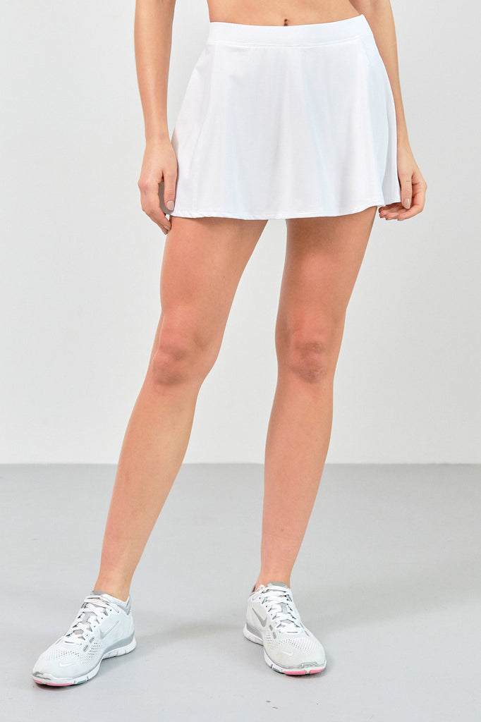 Lija Womens Knit Pindot Flounce Skort Apparel LIJA XSmall White