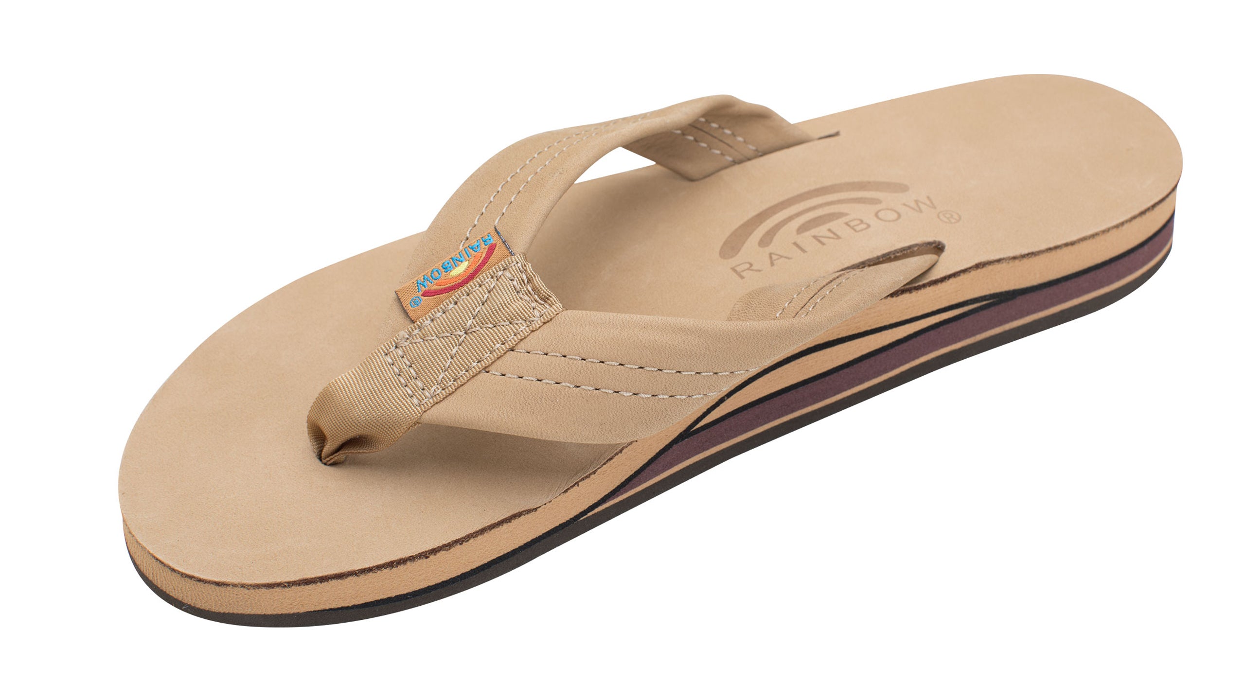 Rainbow Womens Double Layer Thick Strap Sandal Footwear Rainbow Sandals Sierra Brown Small(5-6.5)