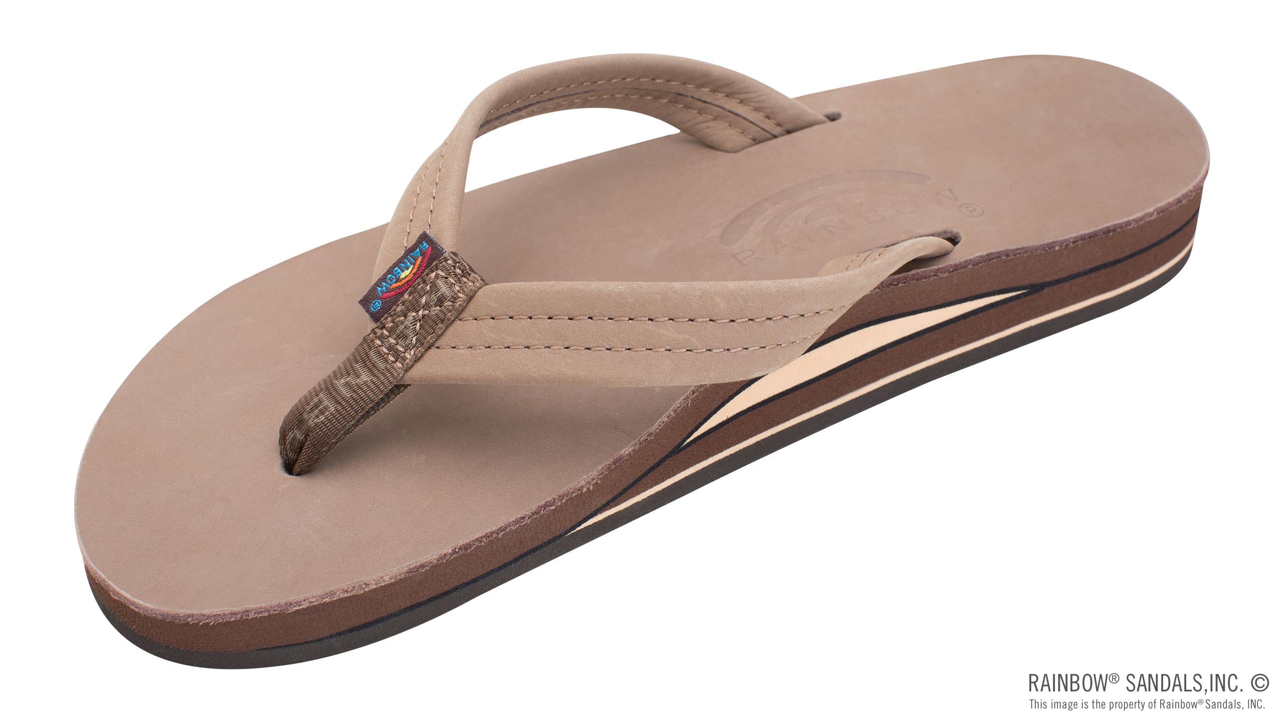 Rainbow Womens Double Layer Thick Strap Sandal Footwear Rainbow Sandals Dark Brown Small(5-6.5)