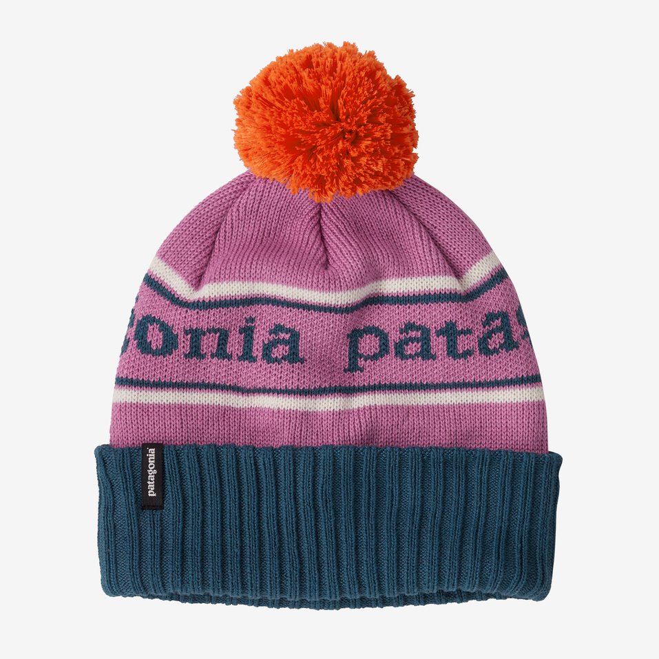 Patagonia Kids' Powder Town Beanie Accessories Patagonia Park Stripe Knit: Light Star Pink-PKLS