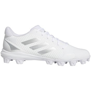 adidas Women's PureHustle MD Softball Cleats Footwear Adidas 6 Footwear White/Silver Metallic 