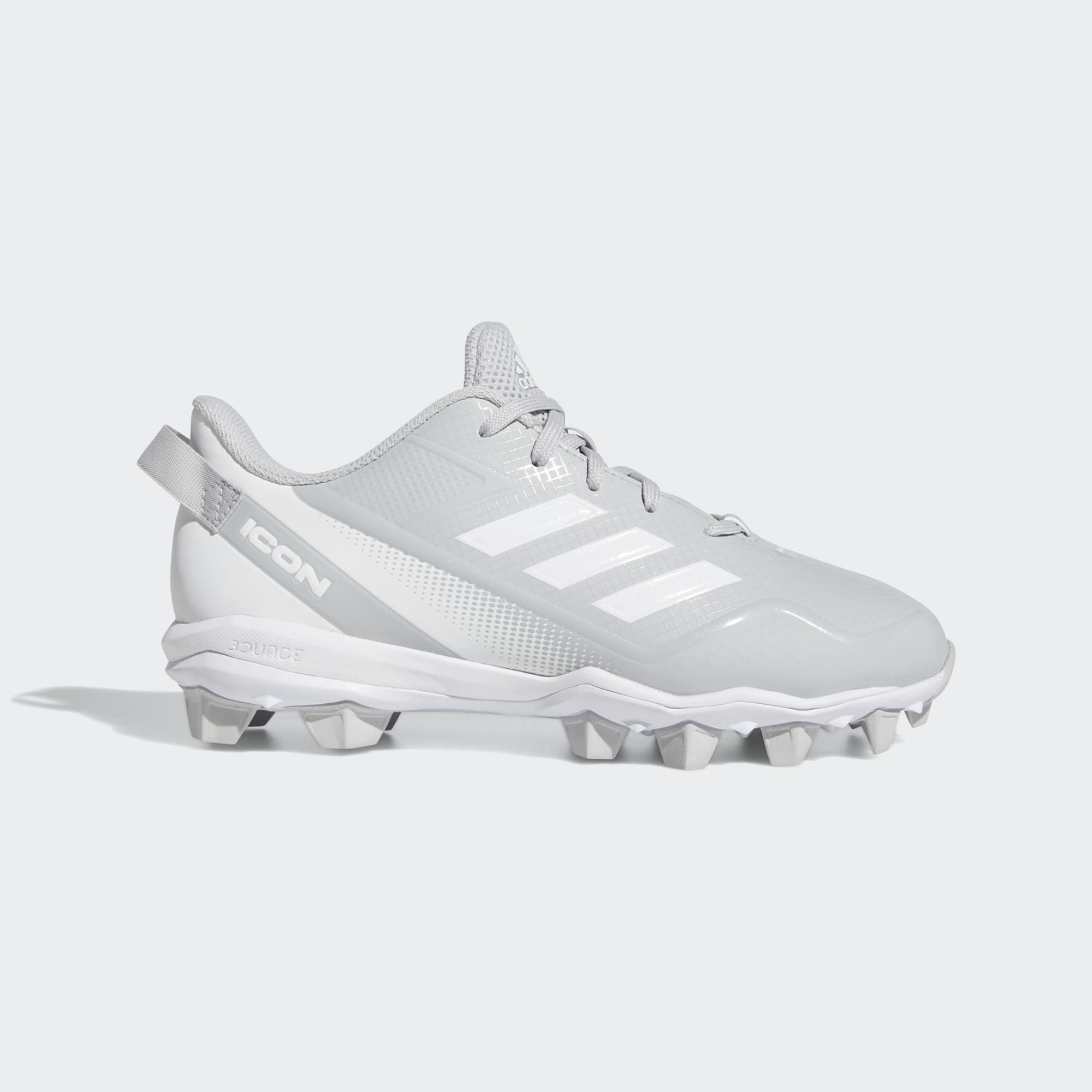 adidas Kids' Icon 7 MD Baseball Cleats Footwear Adidas 1 Team Light Grey/Footwear White/Footwear White-FY4417 
