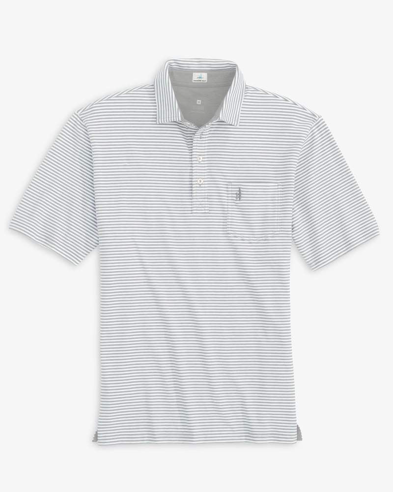 Johnnie O Mens The Original 4 Button Polo Dante Stripe Apparel Johnnie-O Heather Gray Medium