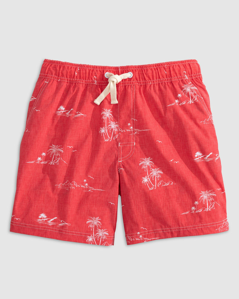 Johnnie O Mens Waikiki Full Elastic Waist 7 Surf Shorts Apparel Johnnie-O Malibu Red Small