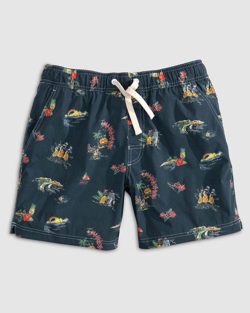 Johnnie O Mens Waikiki Full Elastic Waist 7 Surf Shorts Apparel Johnnie-O Black Small