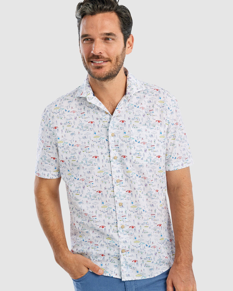 Johnnie-O Men's Where's JO Hangin' Out Button Up Shirt Apparel Johnnie-O White Small