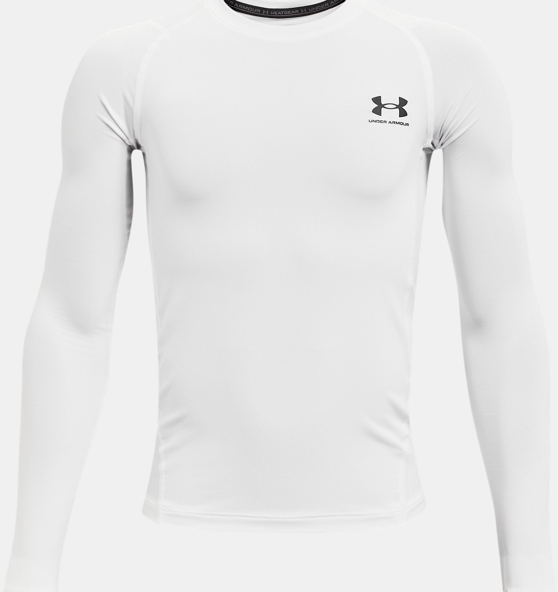 Under Armour Boys' Heatgear Armour Long Sleeve Apparel Under Armour White/Black-100 Youth XSmall