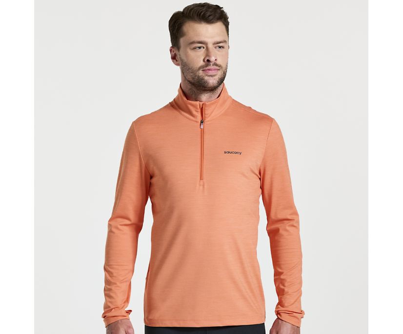 Saucony Mens Solstice 1 4 Zip Apparel Saucony Small Ember Heather-EMH