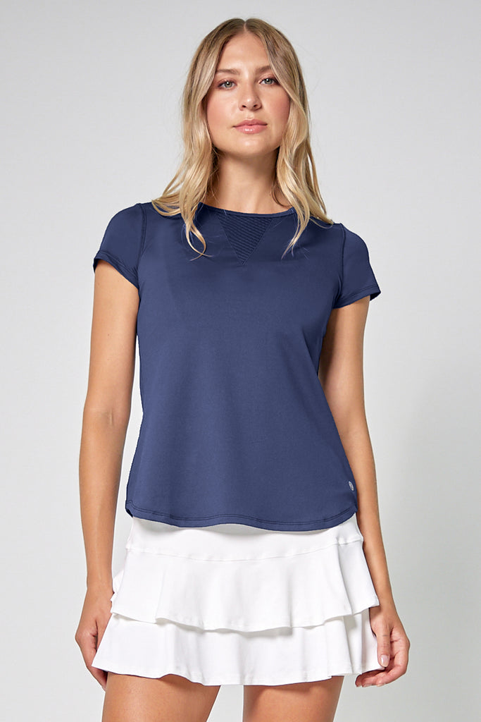 Lija Womens Elite Deep V Tee Apparel LIJA Dark Navy XSmall