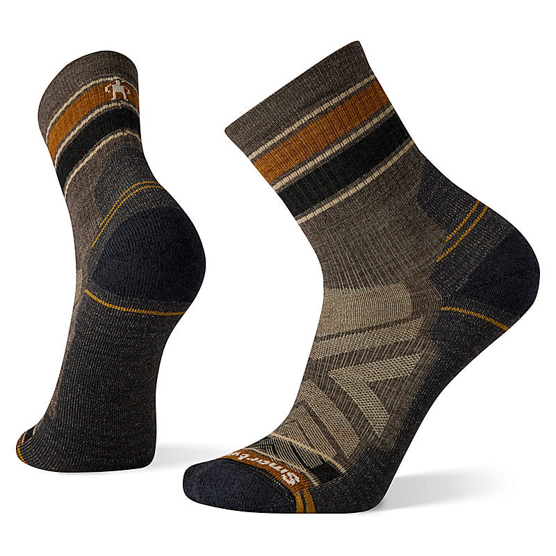 Smartwool Hike Light Cushion Striped Mid Crew Socks Apparel Smartwool Taupe-236 Large