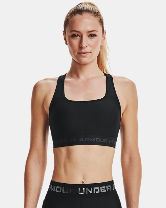 Under Armour Womens Armour Mid Crossback Sports Bra Apparel Under Armour Black/Black/Jet Gray-001 XSmall