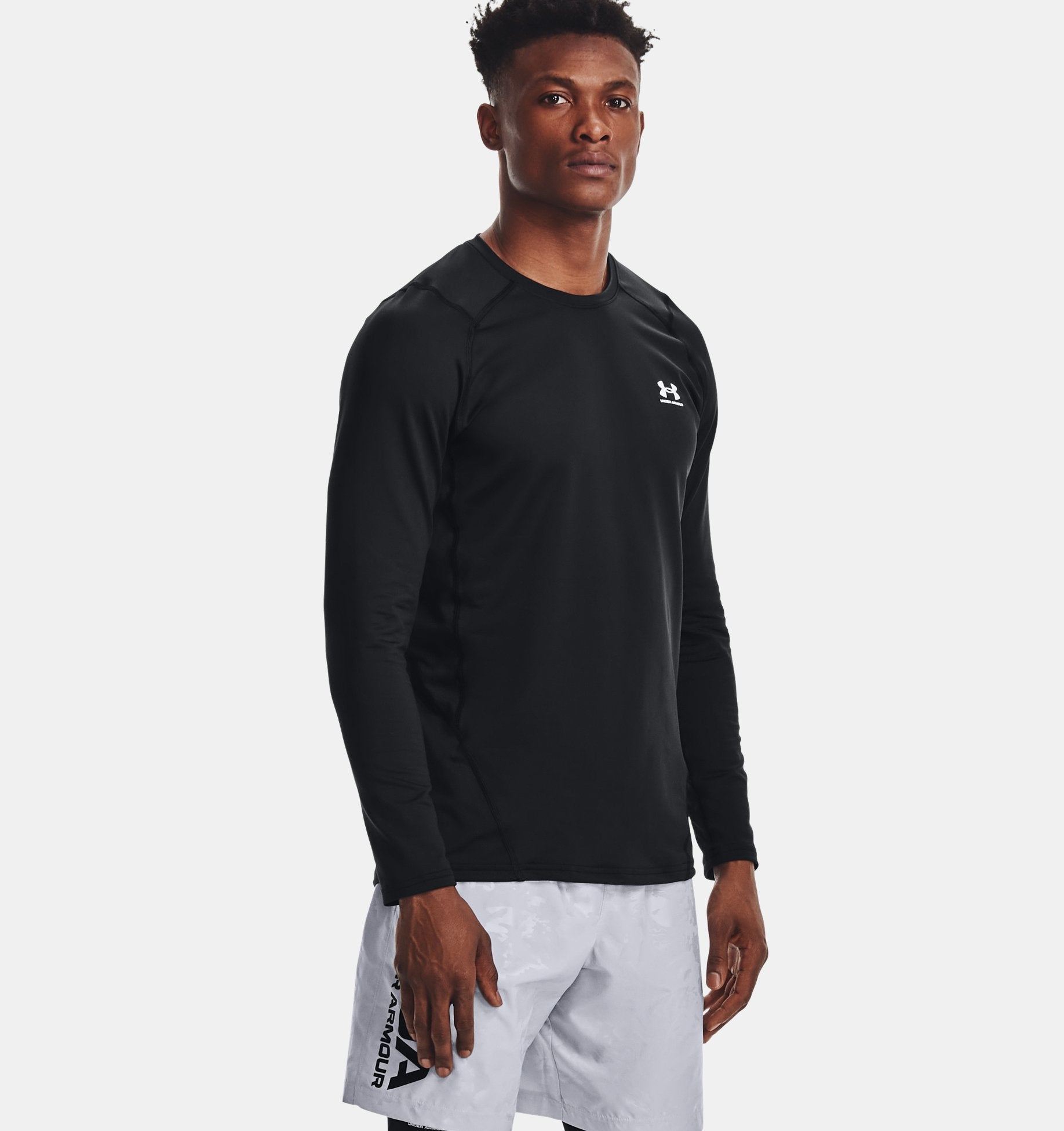 Under Armour Men's ColdGear Armour Fitted Crew Apparel Under Armour Black/White-001 Small
