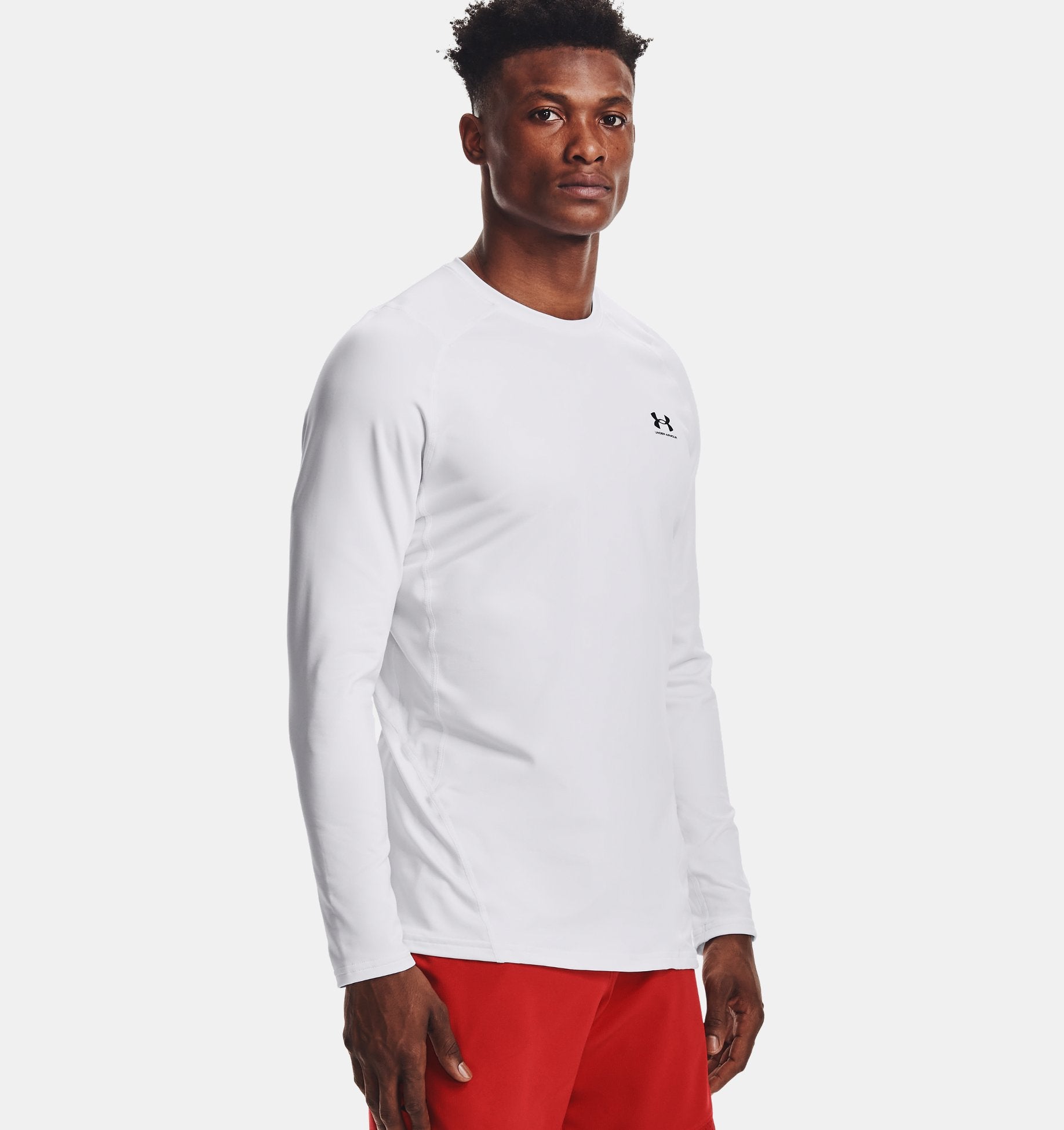 Under Armour Men's ColdGear Armour Fitted Crew Apparel Under Armour White/Black-100 Small