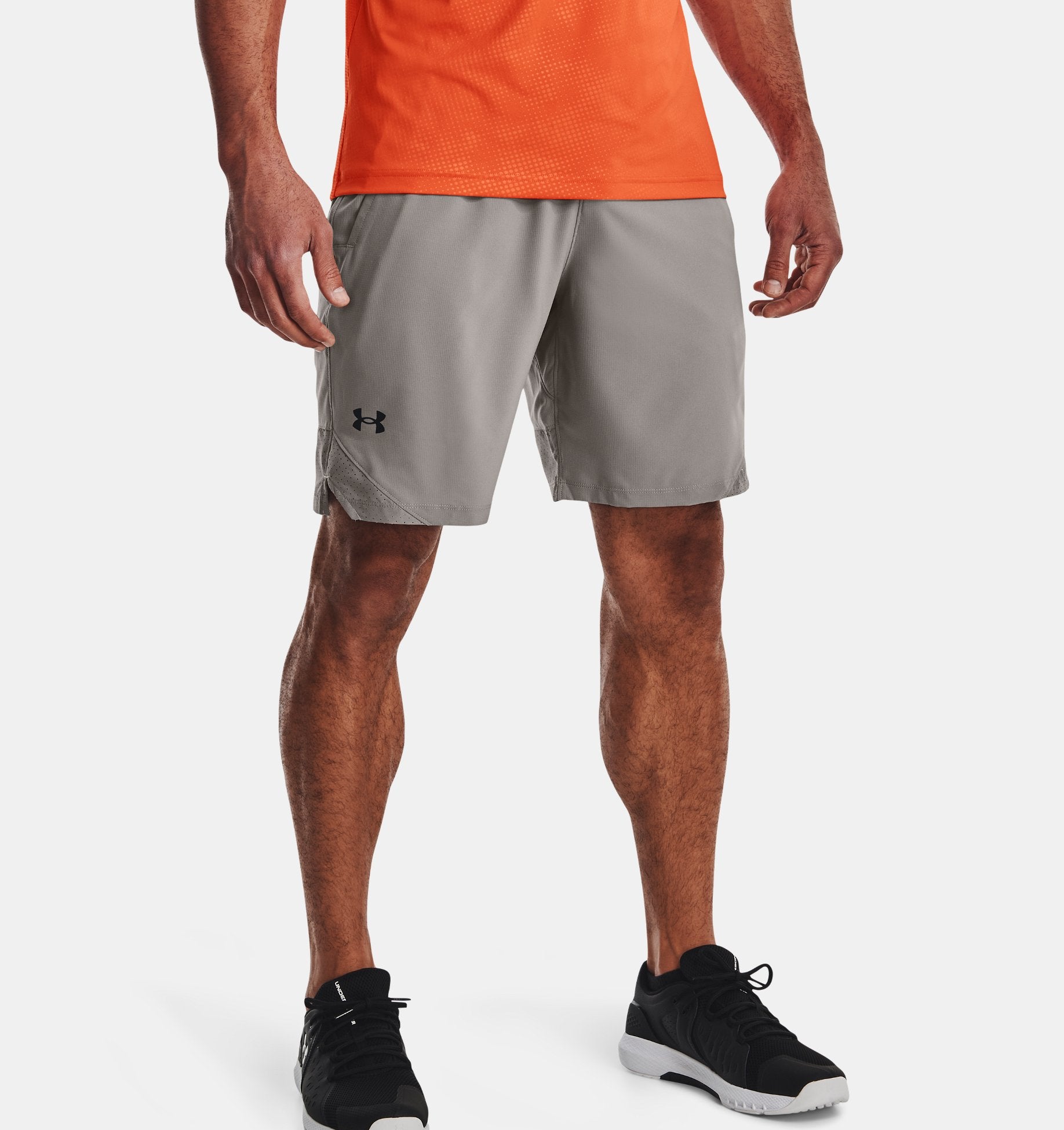 Under Armour Mens Vanish Woven 8 In Short Apparel Under Armour Pewter/Black-294 Small