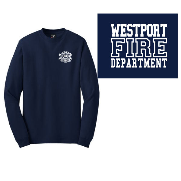 Westport Fire Department Beefy Long Sleeve Cotton Tee Logowear Westport Fire Department Navy Adult S