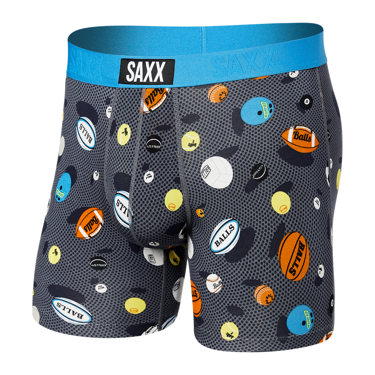 SAXX Mens' Vibe Super Soft Boxer Brief Apparel SAXX Balls to the Walls-Black Small 