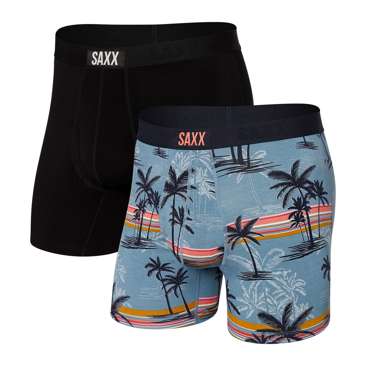 Saxx Mens Ultra Boxer Brief 2 Pack Apparel SAXX Beach Vibe Stripe/Black Small