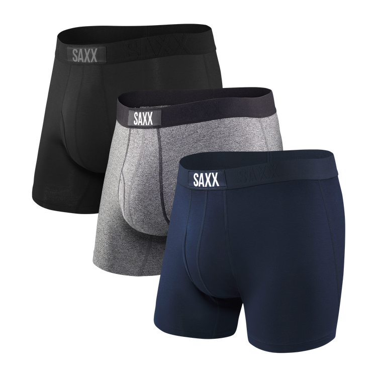 Saxx Mens Ultra 3 Pack Boxer Briefs Apparel SAXX Small Black/Grey/Navy