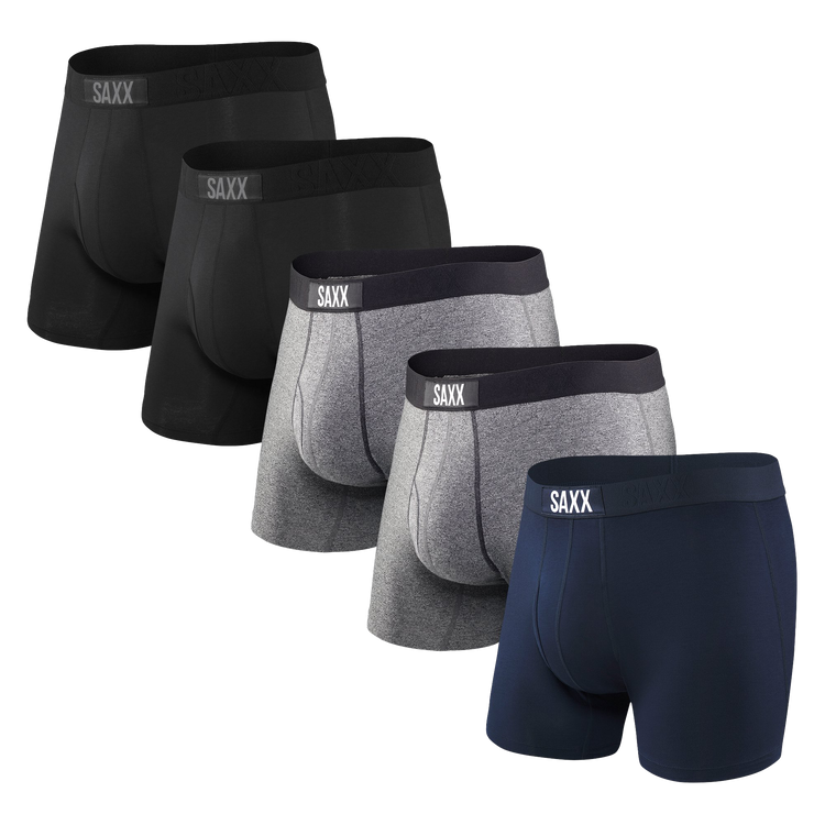 Saxx Mens Ultra 5-Pack Apparel SAXX Small Black/Grey Heather/Navy 