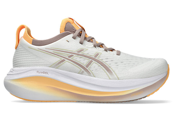 ASICS Women's Gel-Nimbus 27 Footwear ASICS White/Fawn-103 8.5 Medium-B