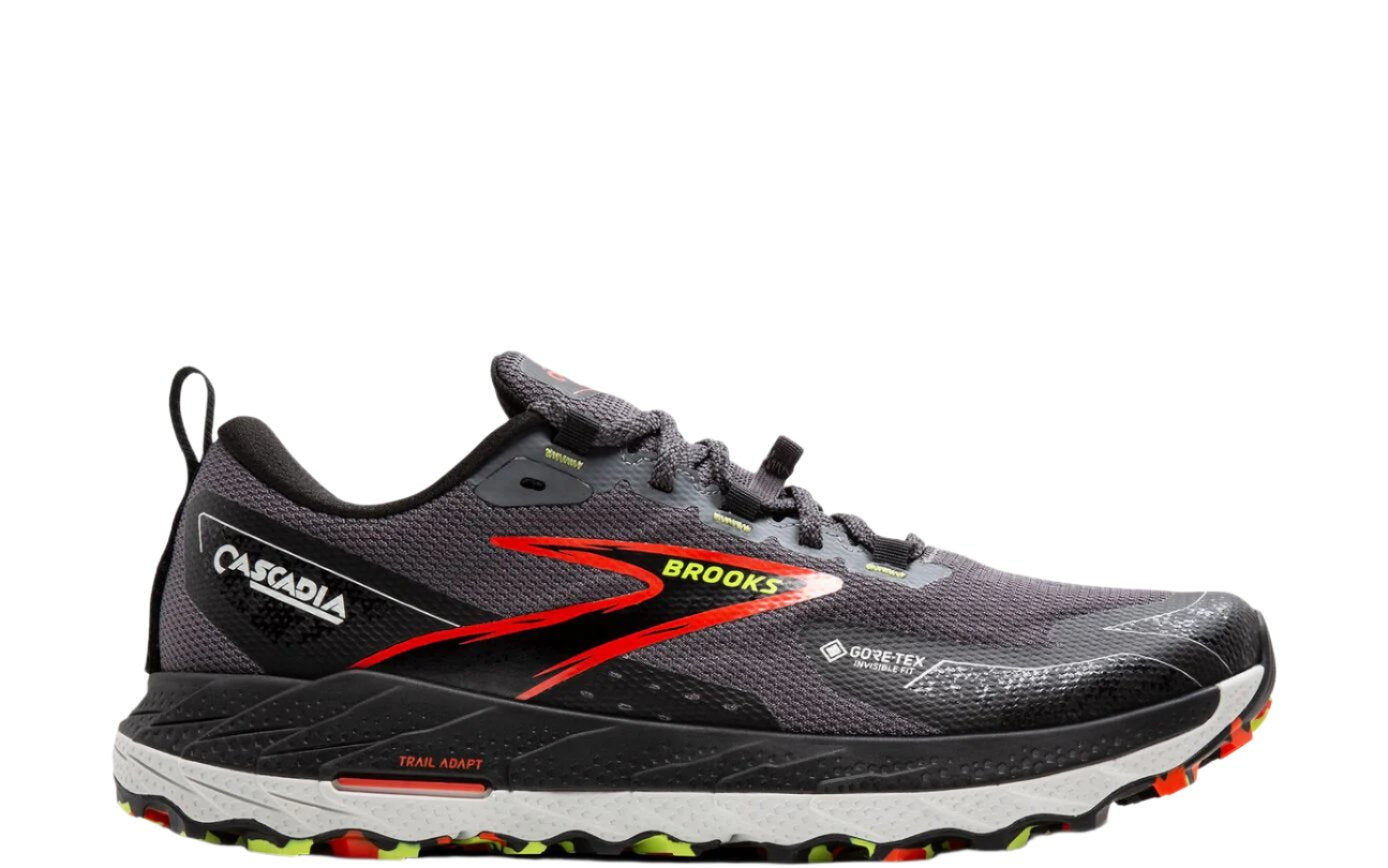 Brooks Men's Cascadia 18 GTX Footwear Brooks Blackened Pearl/Black/Tomato-016 8 