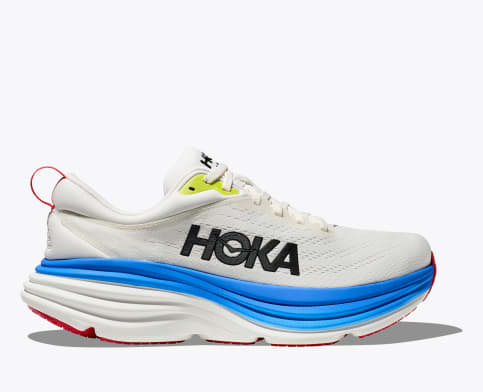 Hoka Men's Bondi 8 Footwear Hoka One One Blanc De Blanc/Virtual Blue-BVR 9 Medium