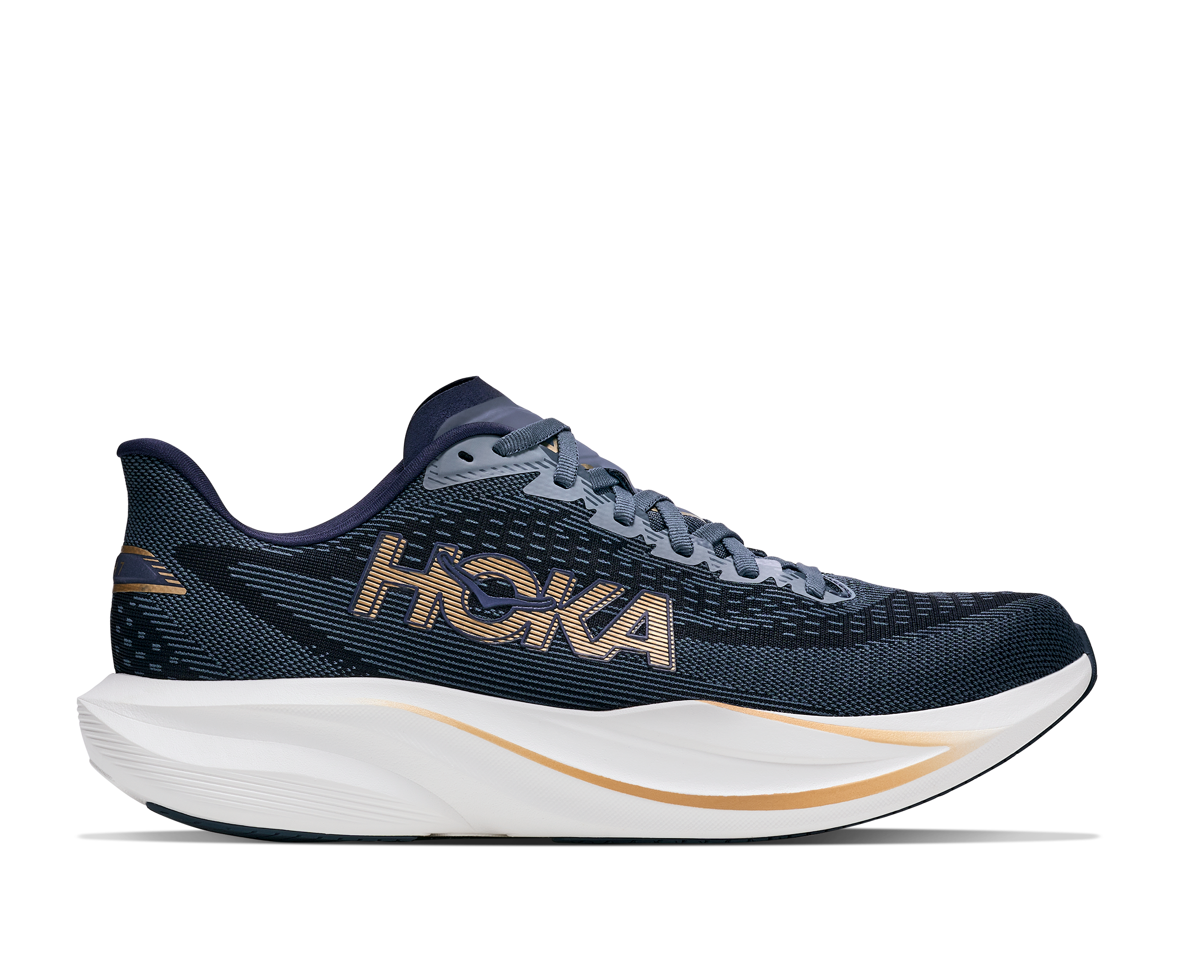 Hoka Men's Mach 7 Footwear Hoka One One Faded Navy/Gold-FVYG 7.5 Medium-D