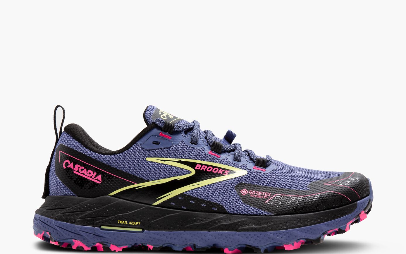 Brooks Women's Cascadia 18 GTX Footwear Brooks Grey Blue/Black/Pink-464 6 