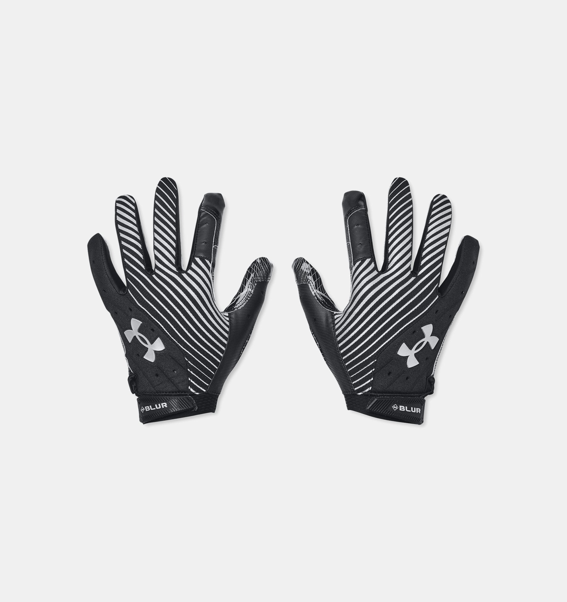 Under Armour Men's Blur Football Gloves Accessories Under Armour Black/Metallic Silver-001 Small 