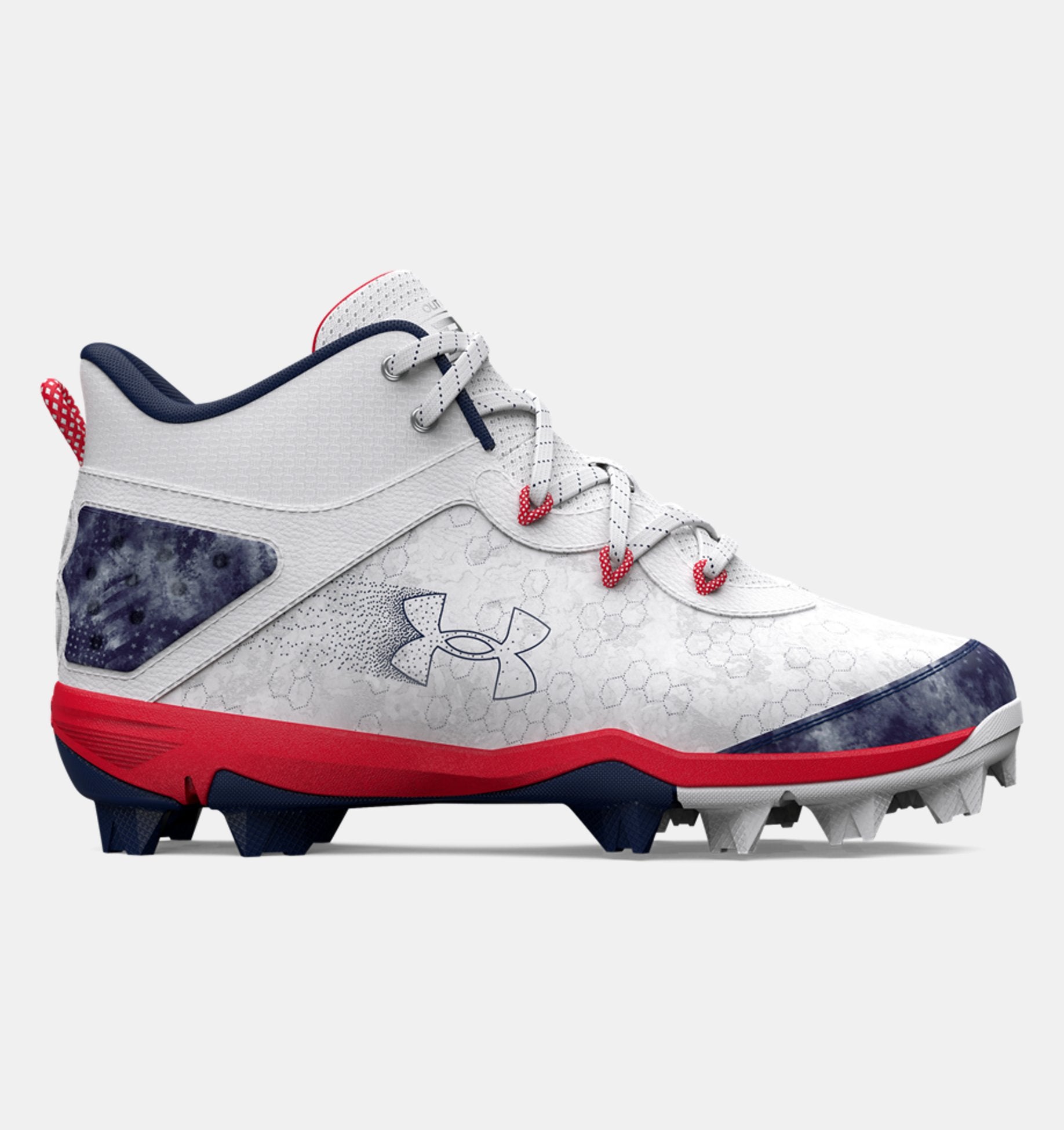 Under Armour Boys' Harper 8 Mid RM Jr. USA Baseball Cleats Footwear Under Armour 1 White/Navy/Red-100 