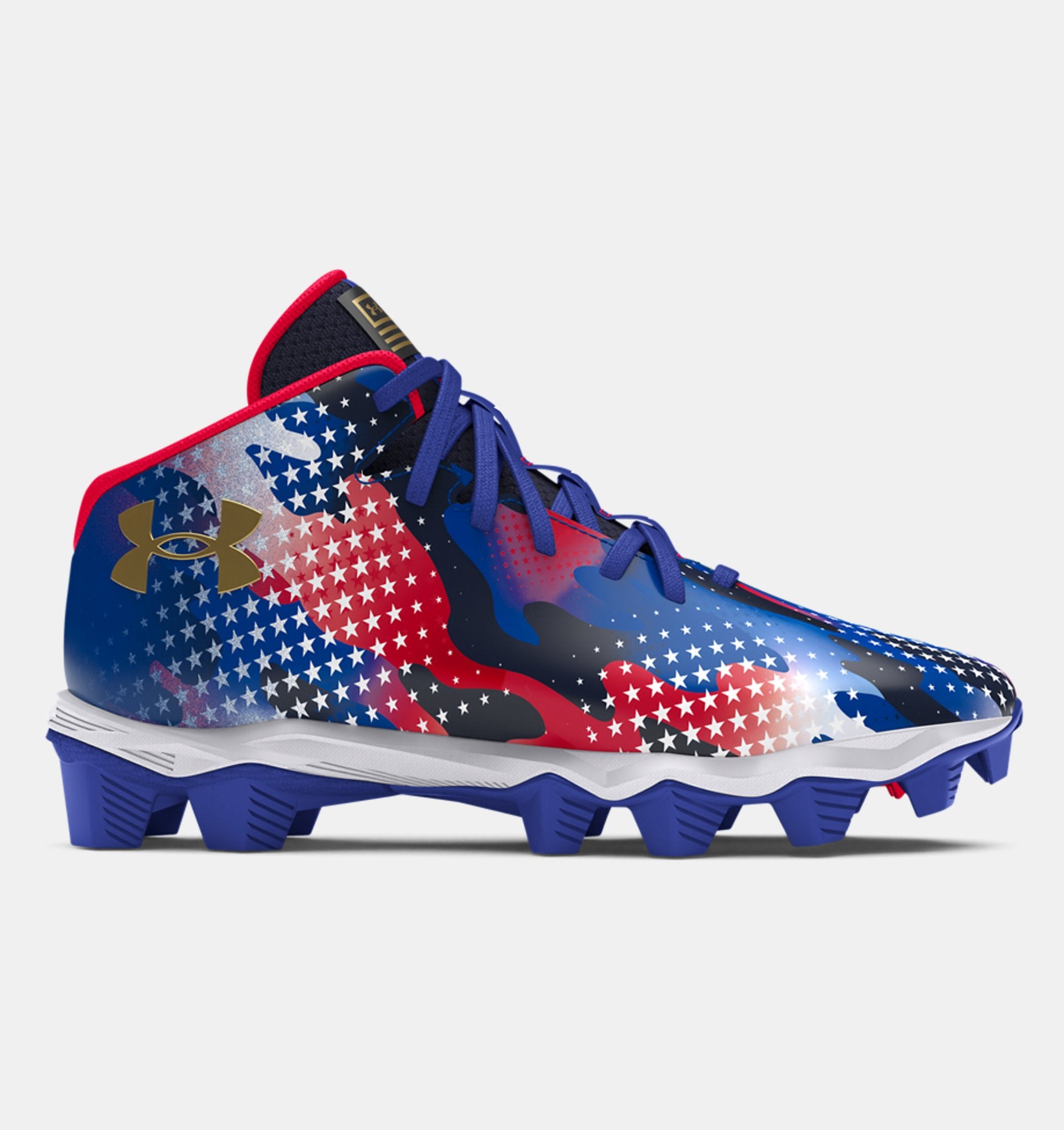 Under Armour Boys Spotlight Franchise 4 Rm Usa Cleats Footwear Under Armour Royal/Royal/Metallic Gold-400 12 