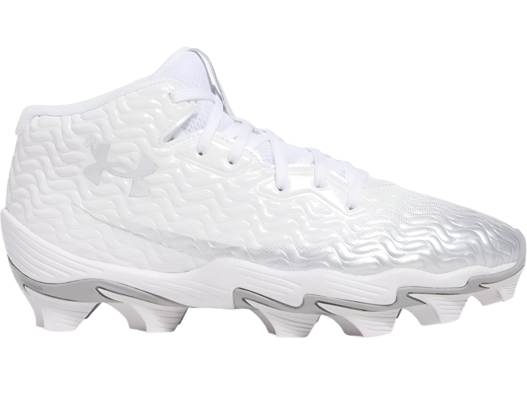 Under Armour Boys' Spotlight Hammer Cleats Footwear Under Armour 13 White/Metallic Silver/Metallic Silver-100