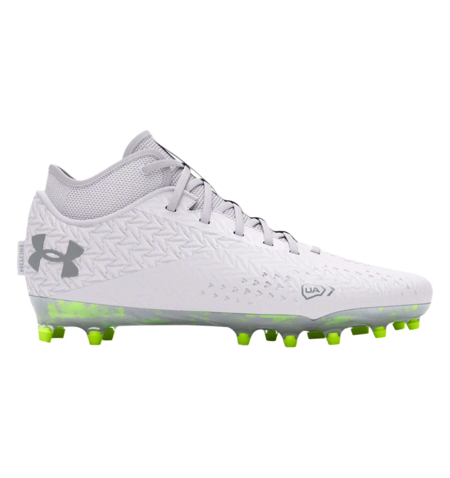 Under Armour Unisex Spotlight Lax MC Footwear Under Armour White/White/Metallic Silver-100 M4.5/W6