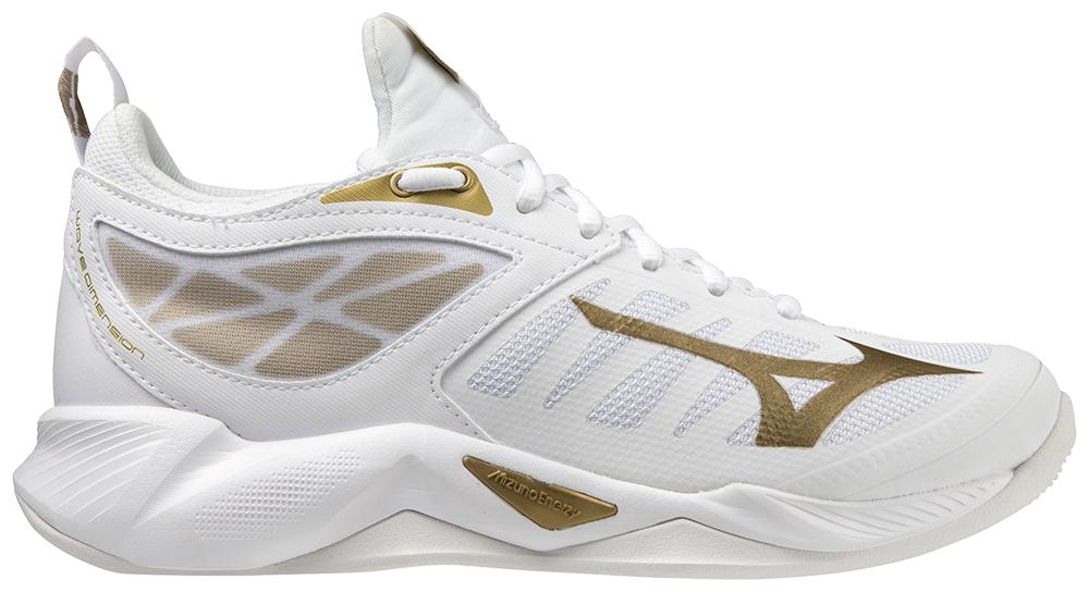 Mizuno Women's Wave Dimension Footwear Mizuno White/Gold-0074 6.5 