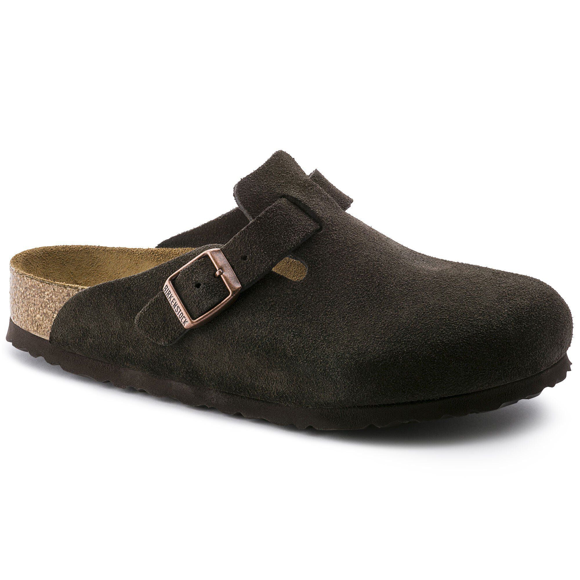 Birkenstock Boston Soft Footbed Suede Leather Footwear Birkenstock Mocha 35 Narrow