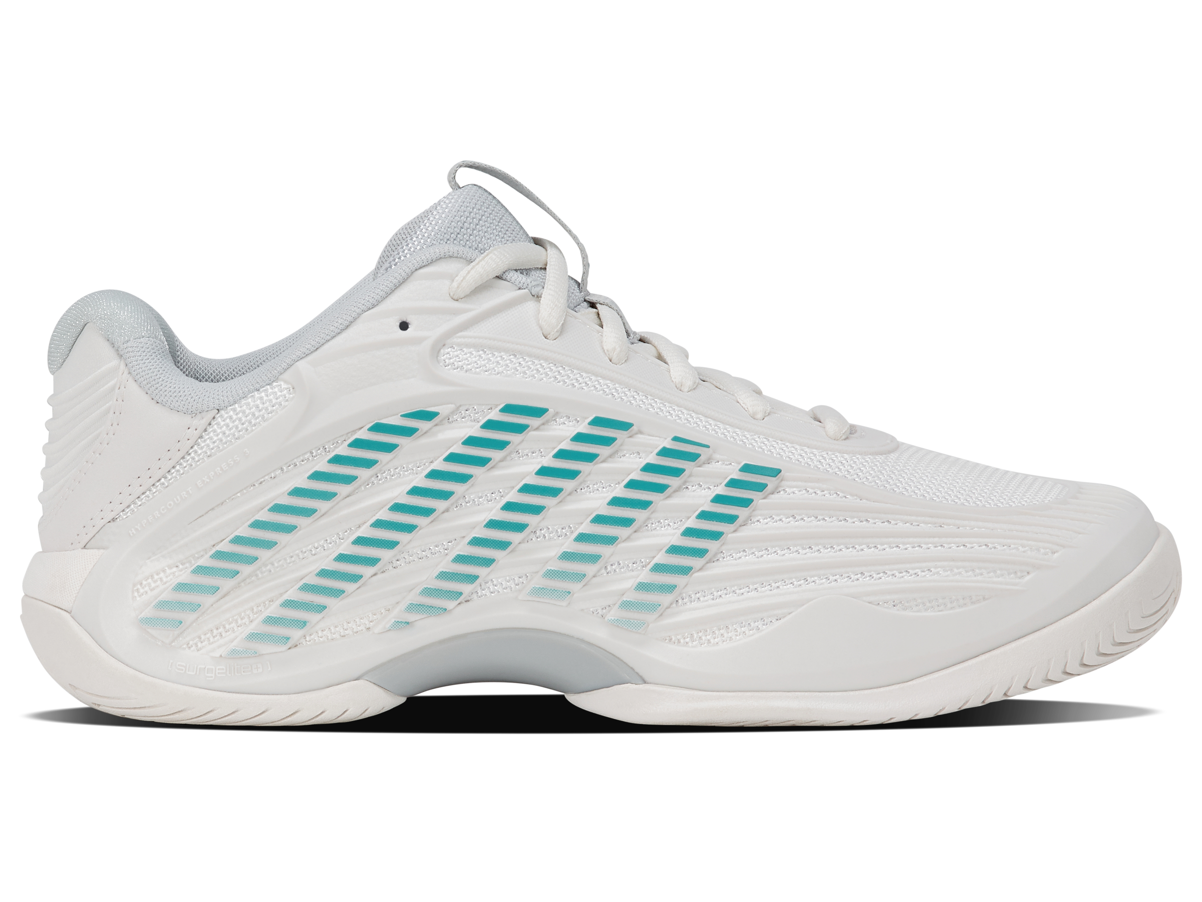 K-Swiss Women's Hypercourt Express 3 Footwear K-Swiss Blanc de Blanc/Glacier Gray/Baltic-110 6 Medium