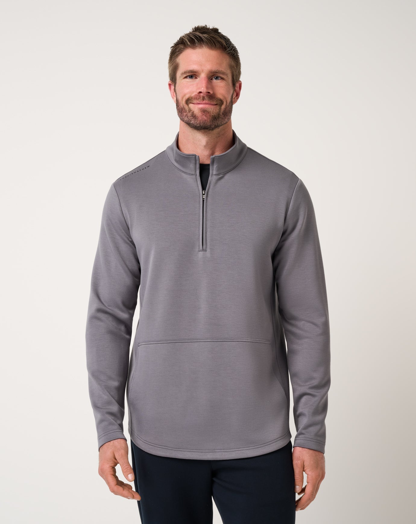 TravisMathew Men's Fibercloud Quarter Zip Apparel TravisMathew Heather Grey Small