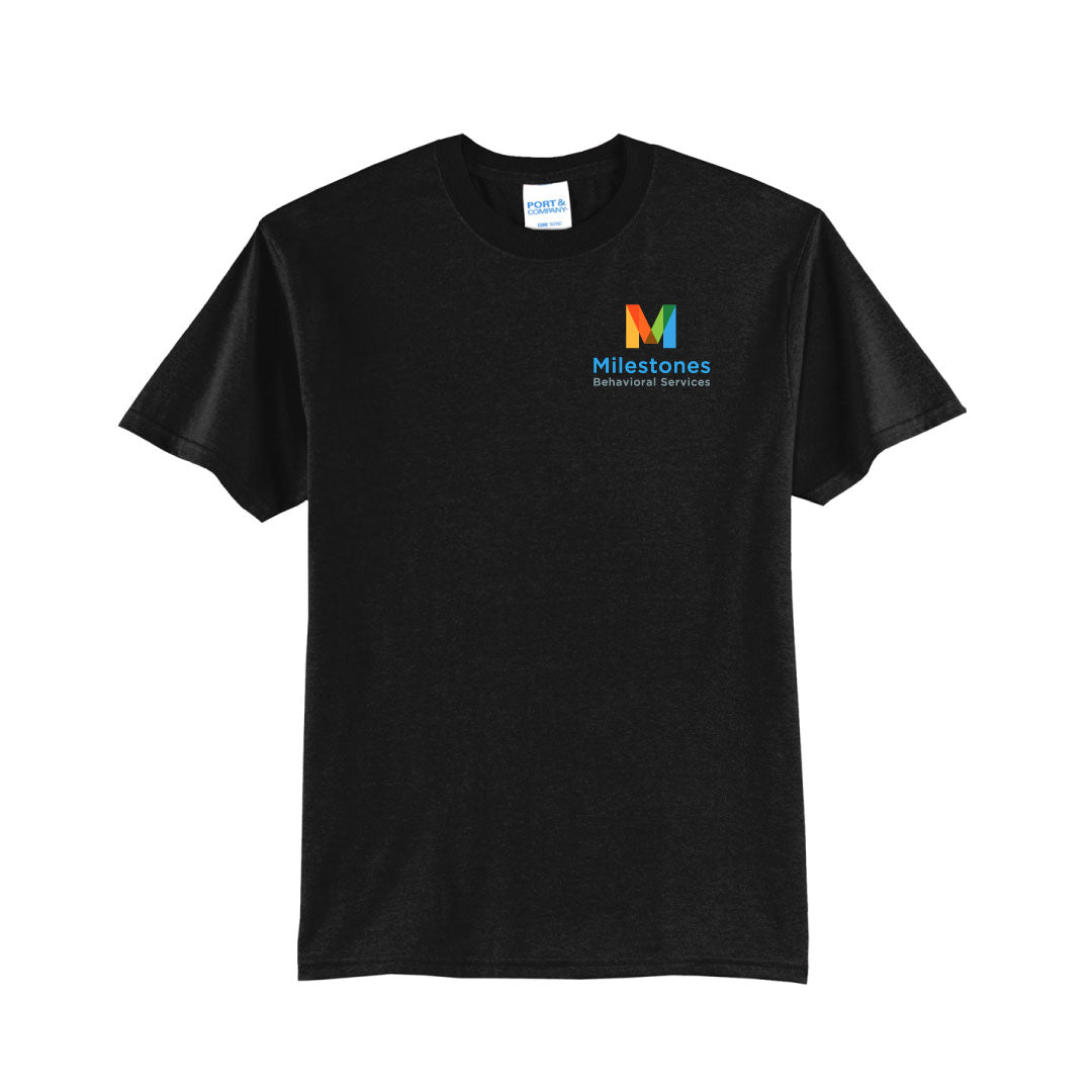Milestones Cotton Blend Short Sleeve Logowear Milestones Behavioral Services Black Youth S
