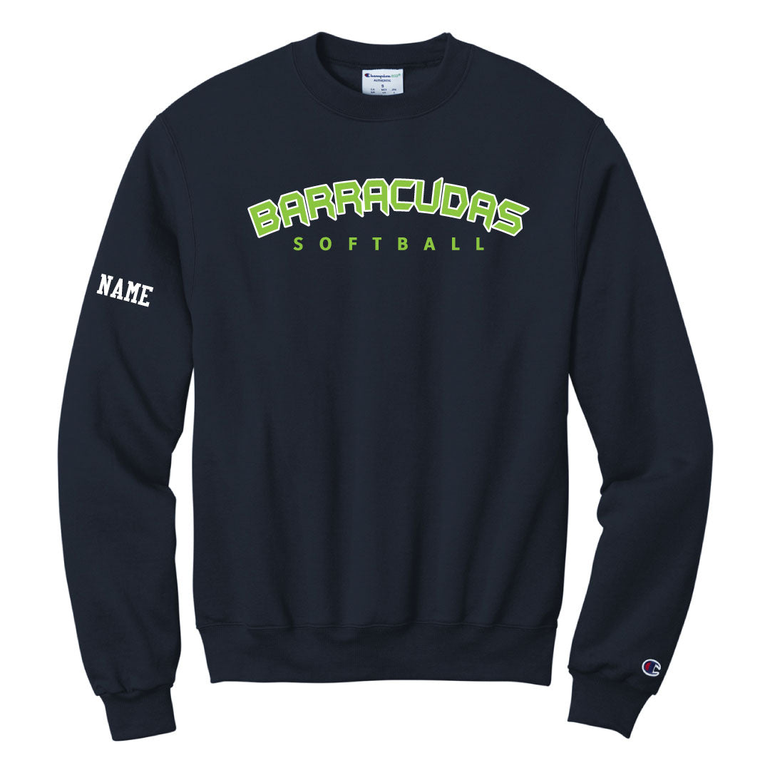 Barracudas Softball Crewneck Sweatshirt Logowear Barracudas Wordmark Navy Youth M