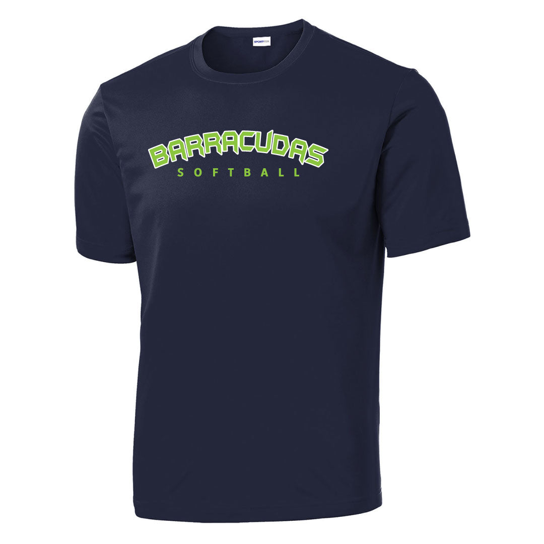 Barracudas Softball Performance Tee Logowear Barracudas Wordmark Navy Youth M