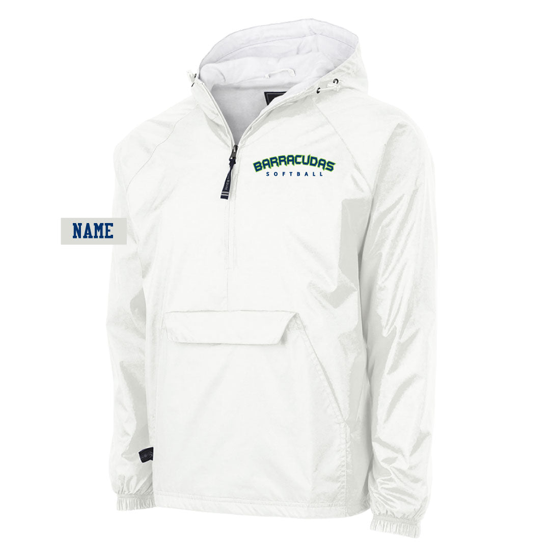 Barracudas Softball 1/4 Zip Wind Jacket Logowear Barracudas Wordmark White Youth M