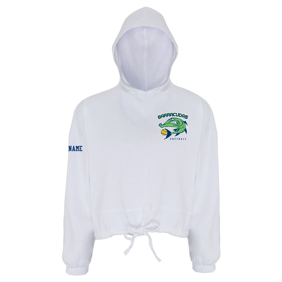 Barracudas Softball Ladies Oversized Tie Crop Hoodie Logowear Barracudas White Girls S