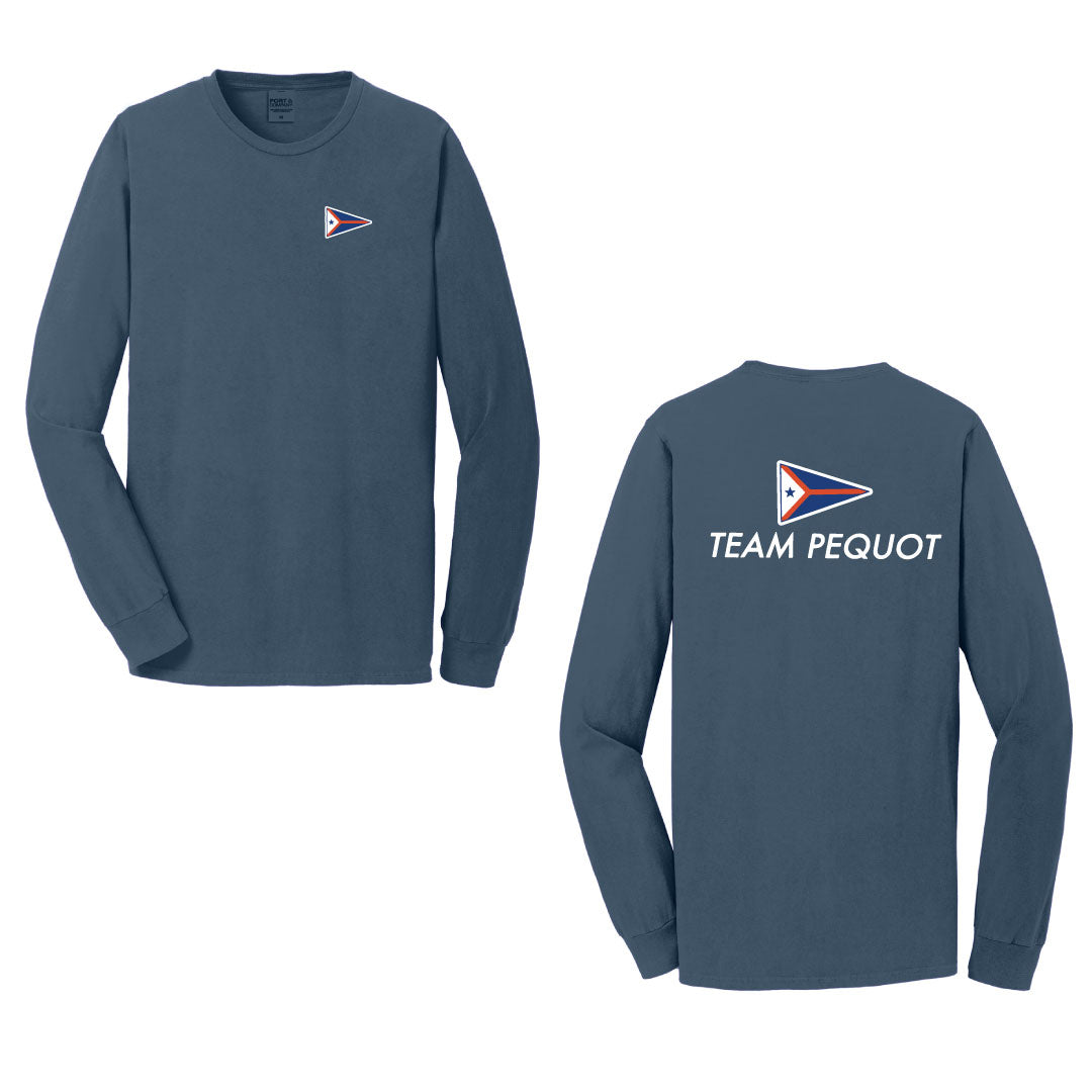 PYC Beach Washed Cotton Long Sleeve Logowear Pequot Yacht Club Denim Adult S