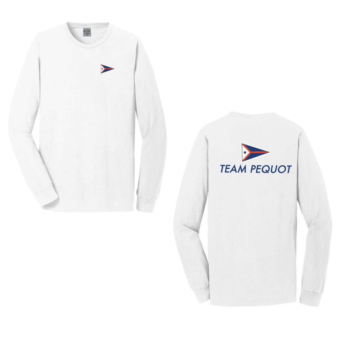 PYC Beach Washed Cotton Long Sleeve Logowear Pequot Yacht Club White Adult S