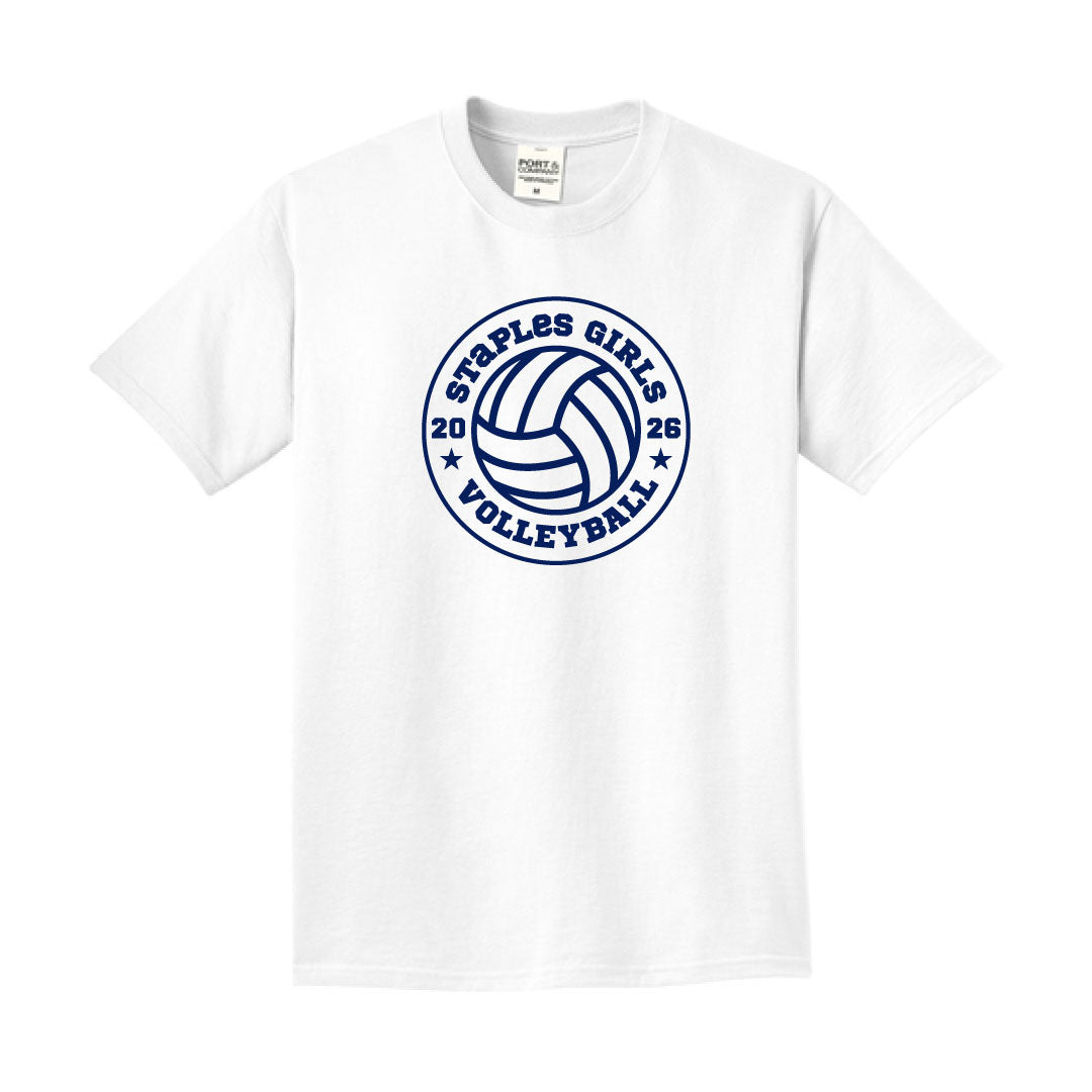Staples Girls Volleyball Beach Washed Cotton Tee Logowear Staples Girls Volleyball White Adult S